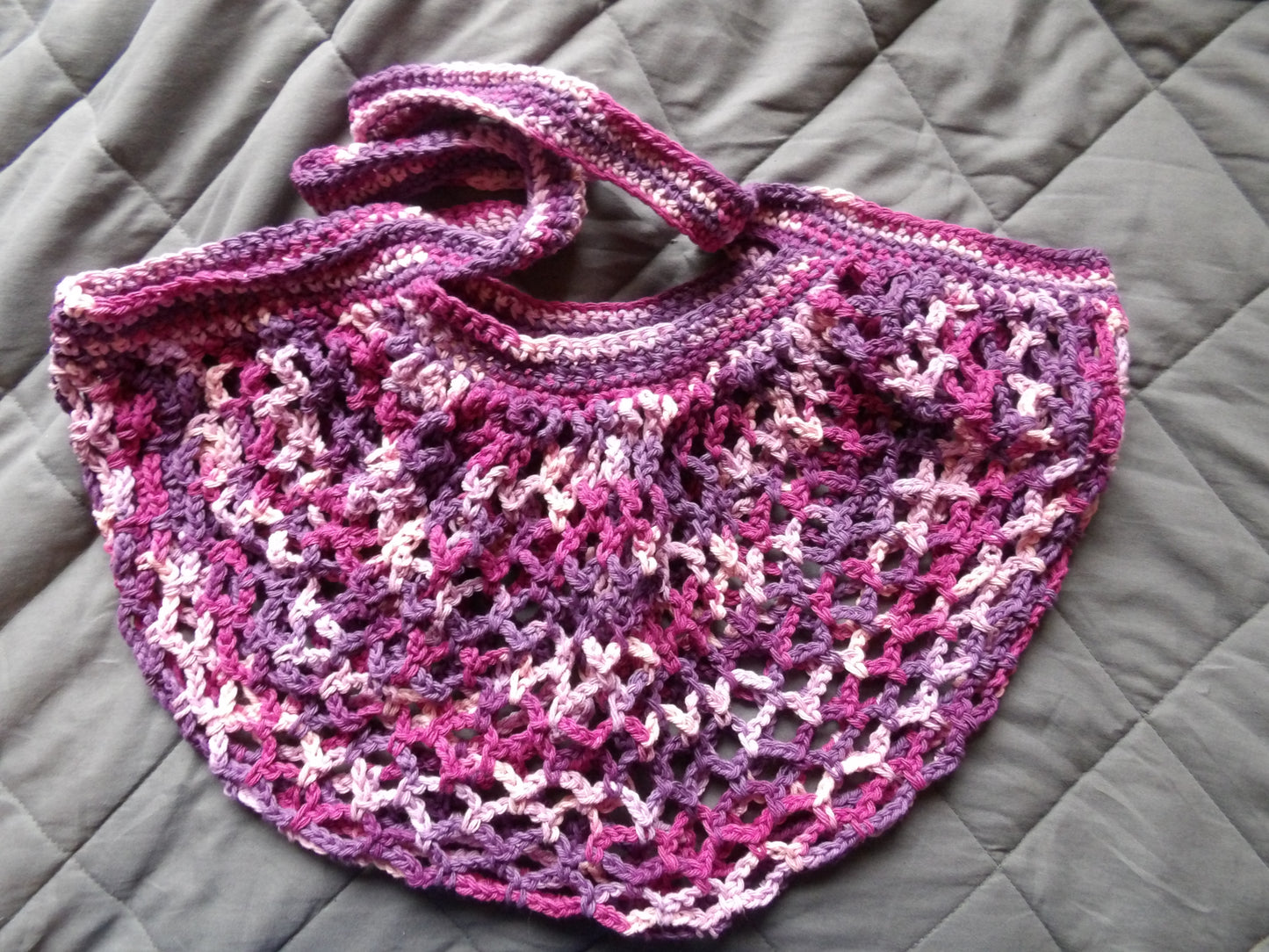 Black, Mesh, Crochet, Handmade, Market Bag
