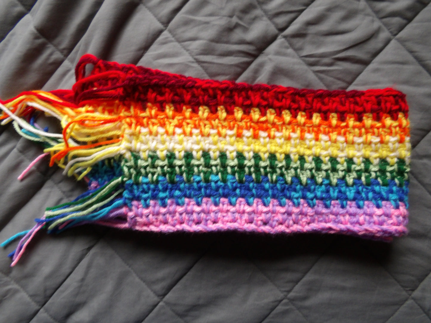 Kids, crochet, handmade, rainbow scarf