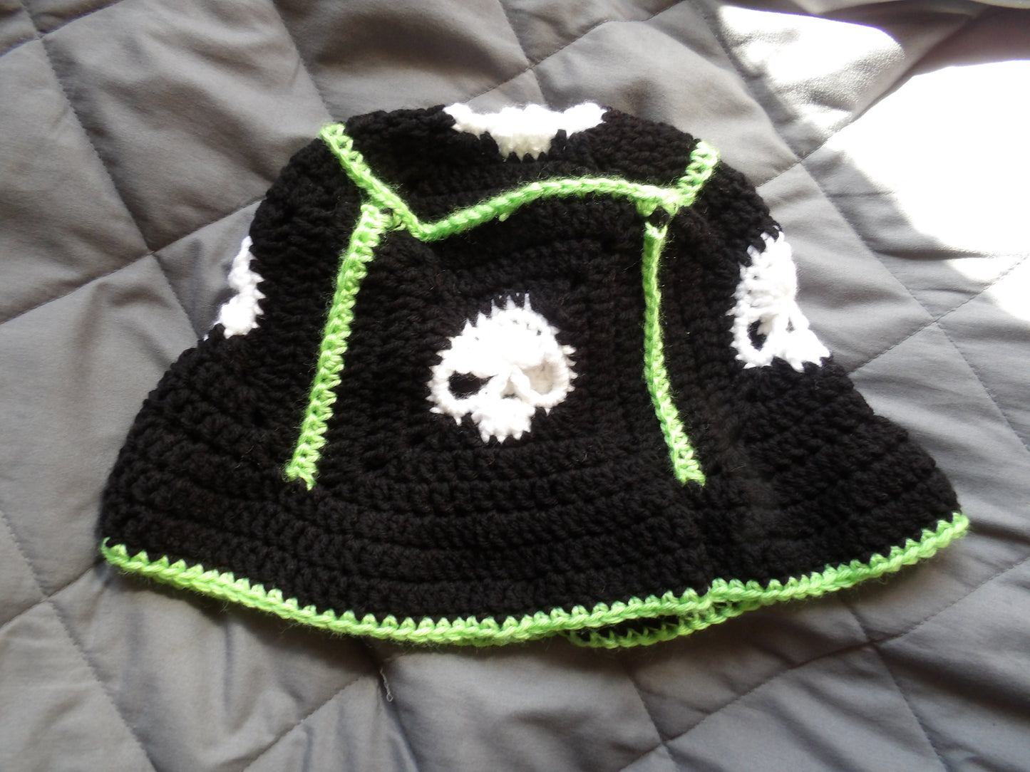 Crochet, handmade, skull, bucket hat
