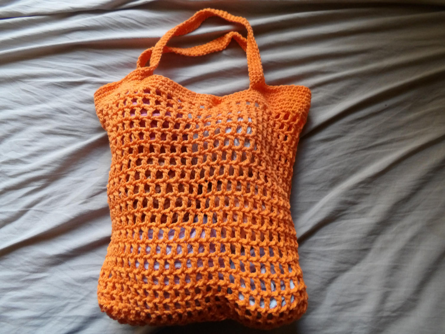 Orange, Crochet, Mesh, Beach/Market Bag