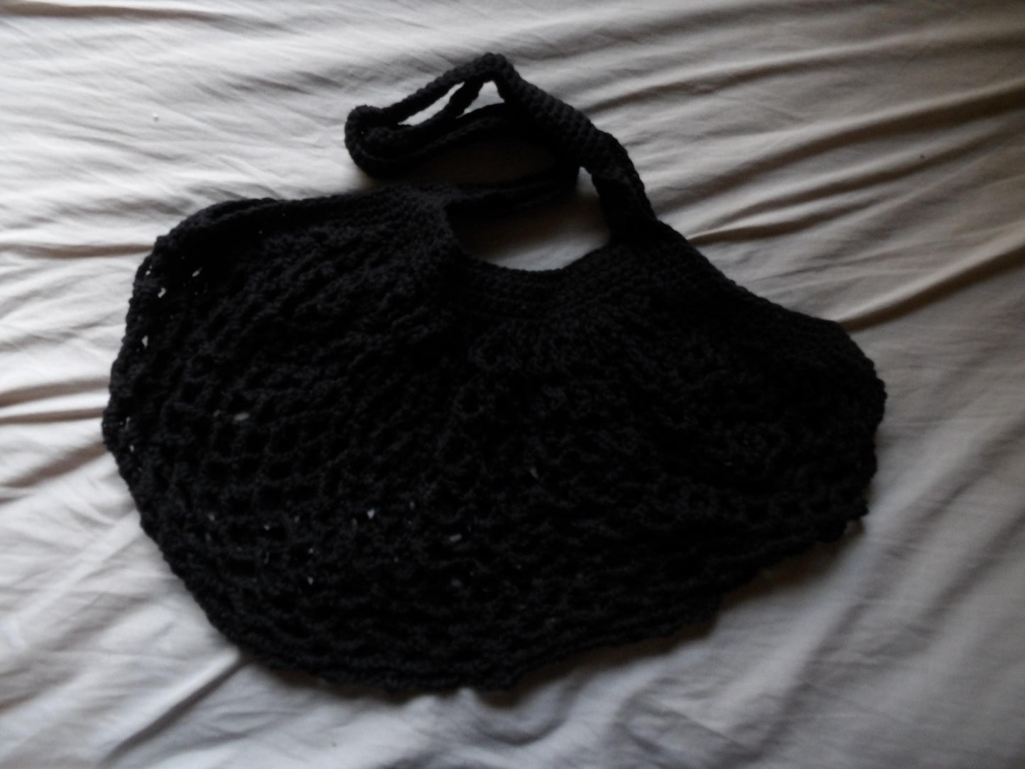 Black, Mesh, Crochet, Handmade, Market Bag