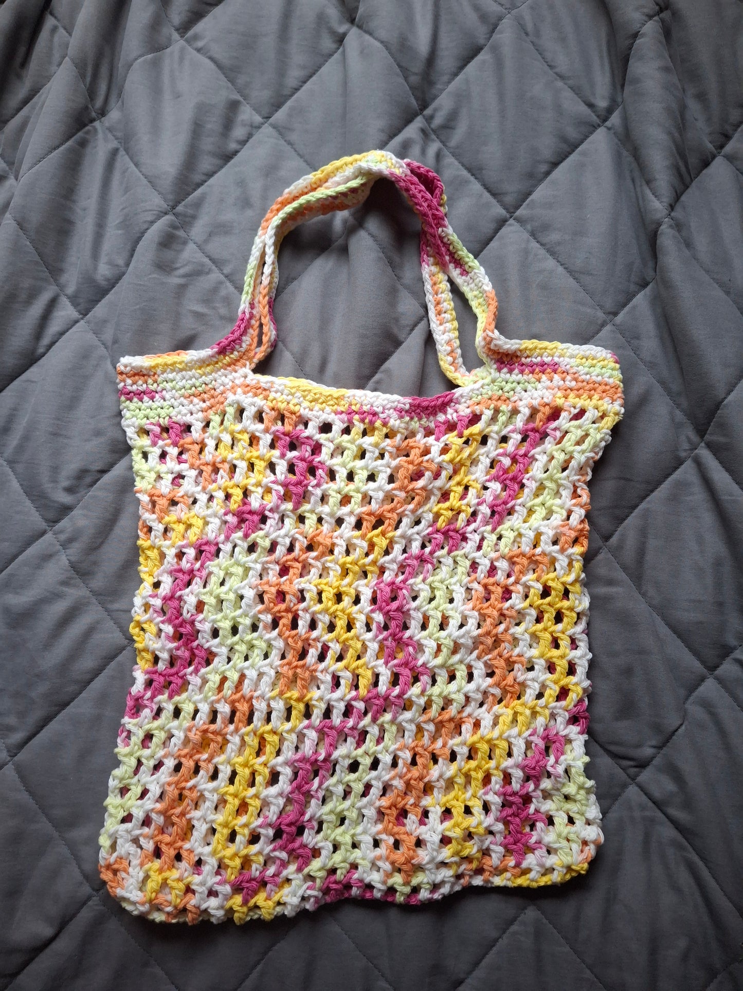 Orange, Crochet, Mesh, Beach/Market Bag