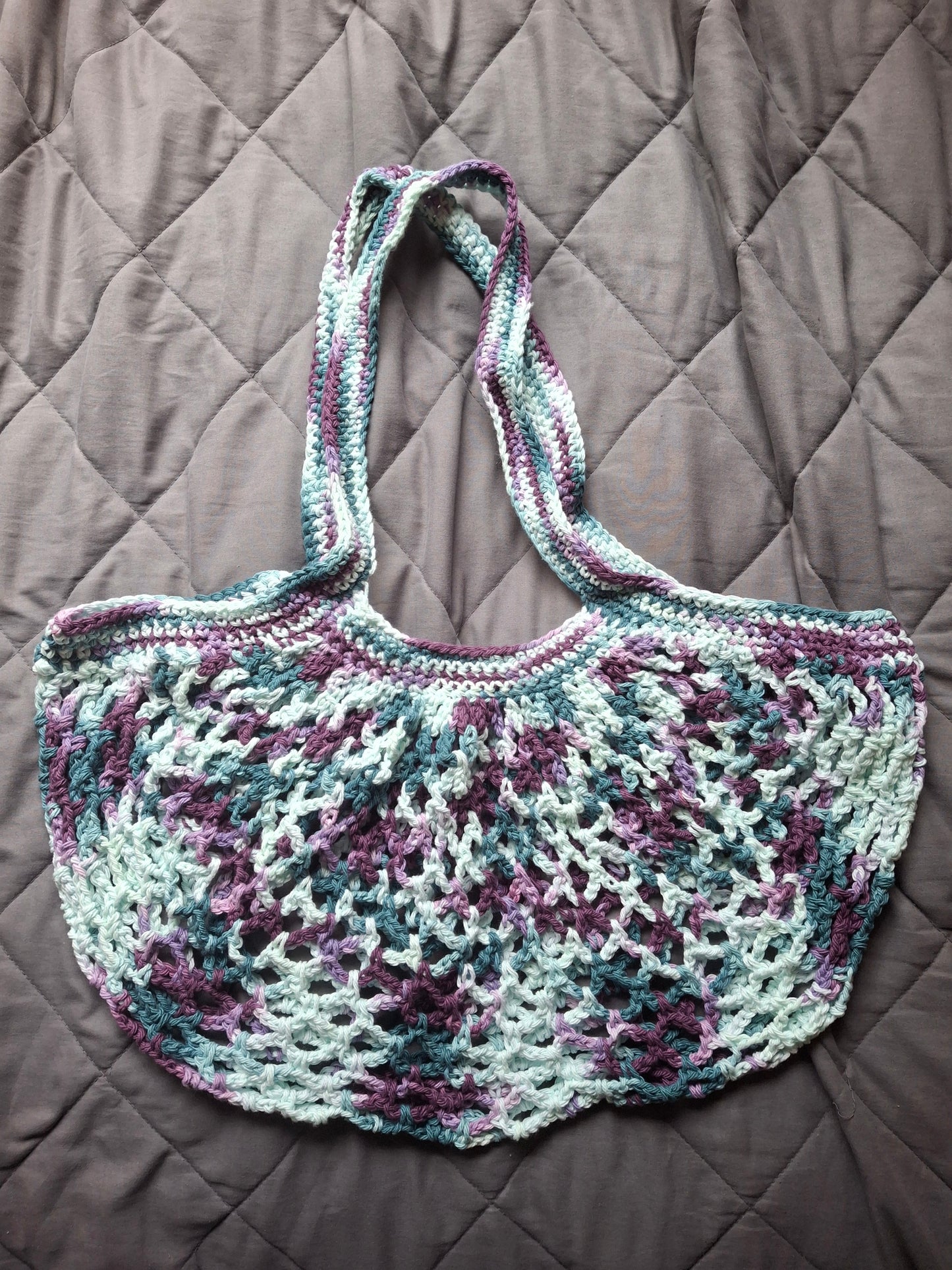 Black, Mesh, Crochet, Handmade, Market Bag